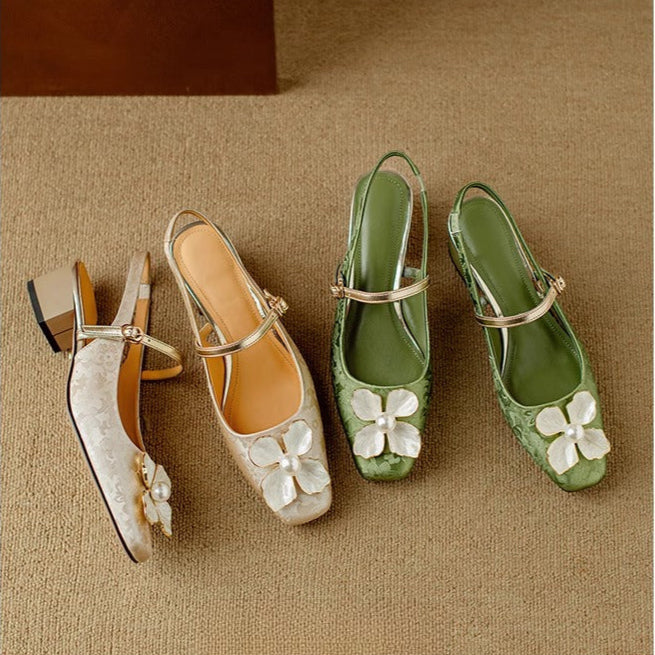 Genine - Escarpins slingback femme à talon bloc