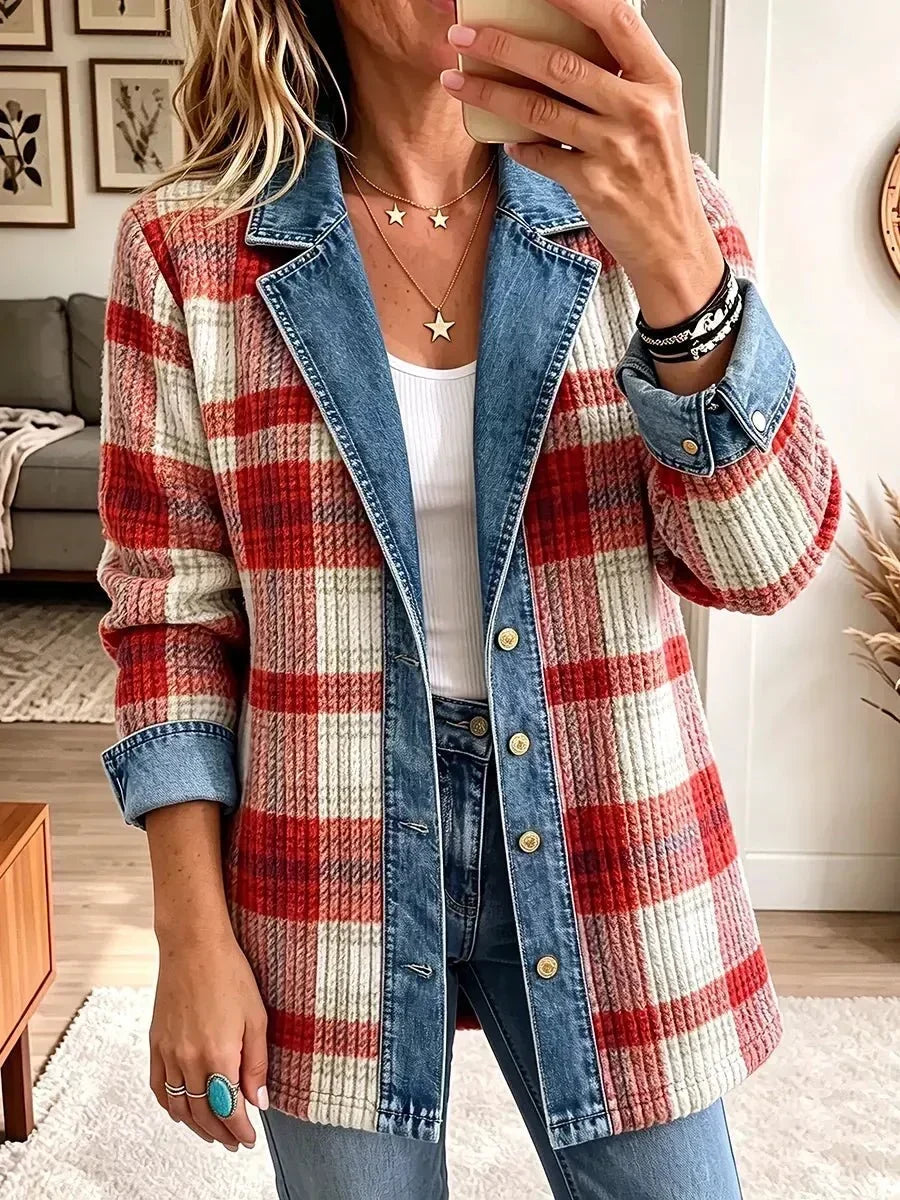 Hailey – Veste en jean vintage à patchwork