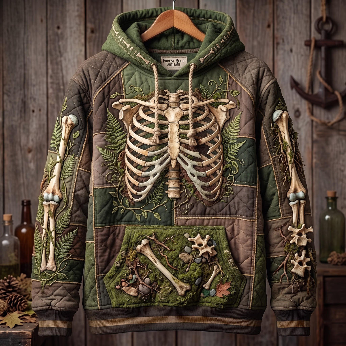 Sweat à capuche unisexe – Squelette de la forêt