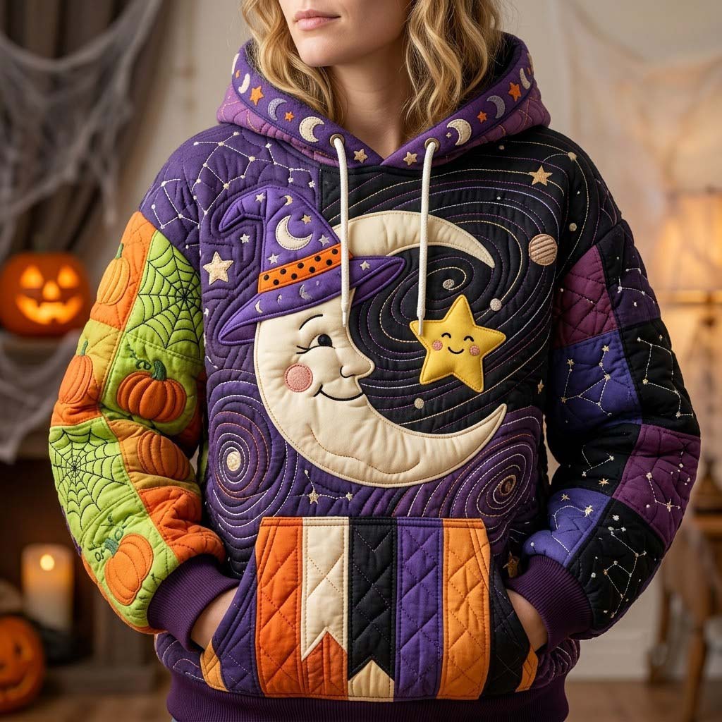 Sweat à capuche unisexe – Patchwork d’Halloween à minuit – Motif 3