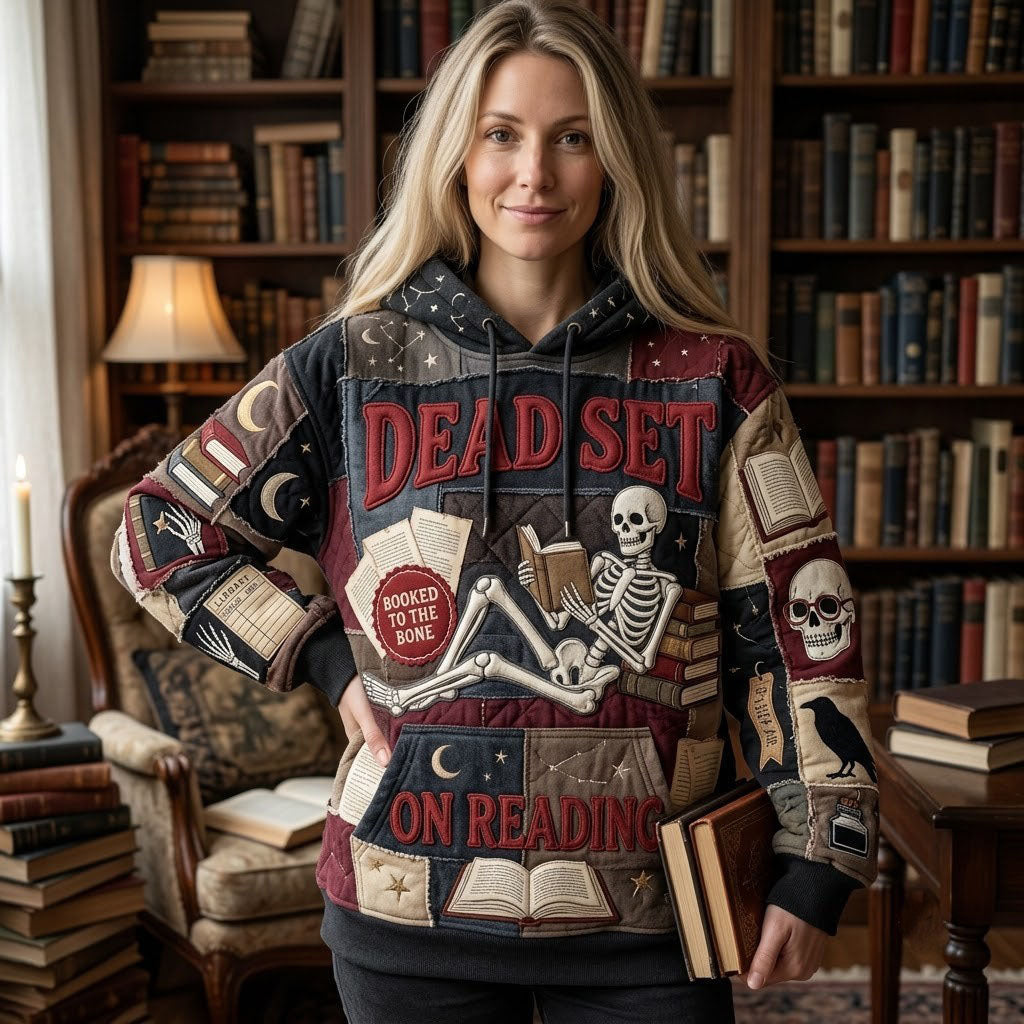 Sweat à capuche unisexe – Squelette lecteur de nuit