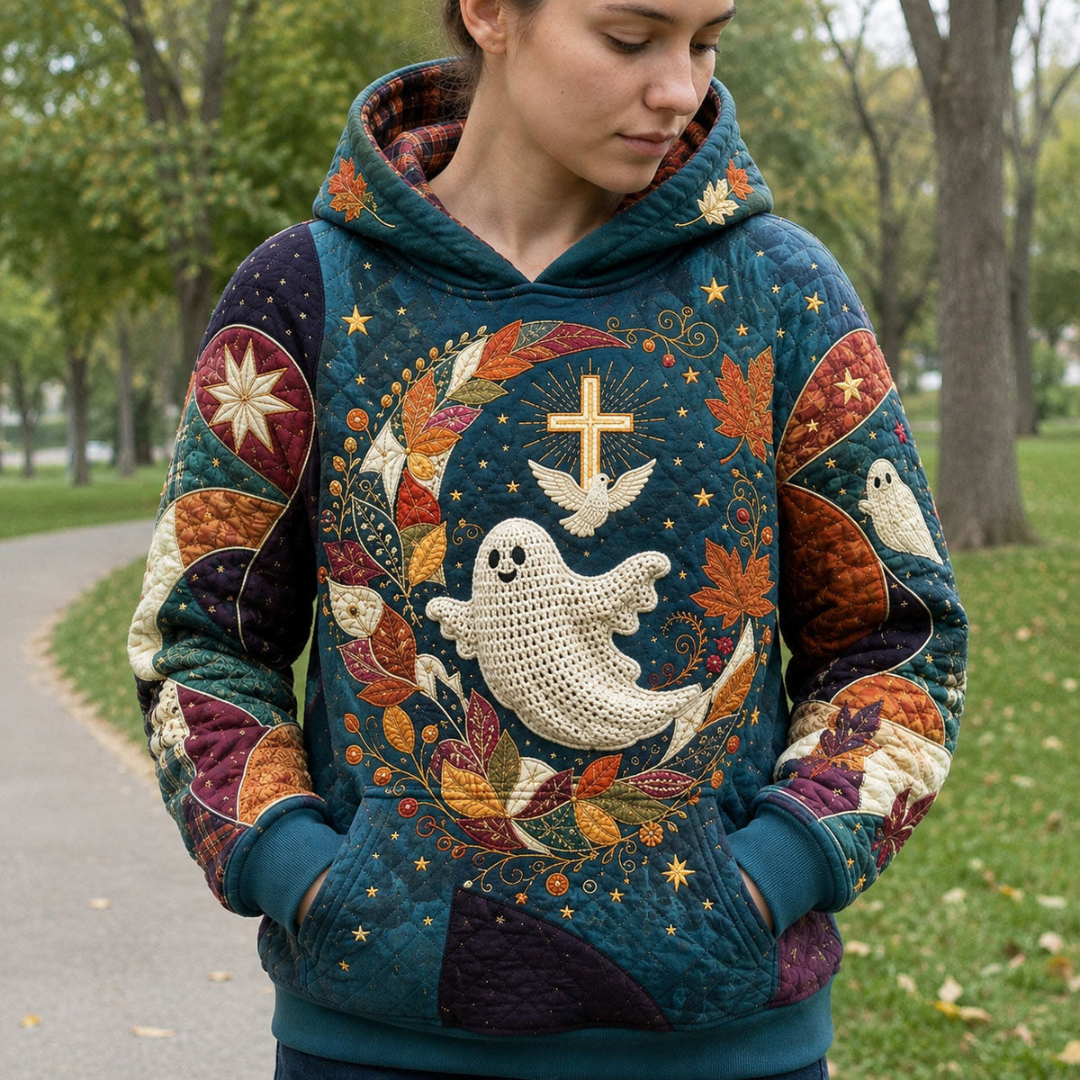 Sweat à capuche unisexe – Fantôme de la foi en automne
