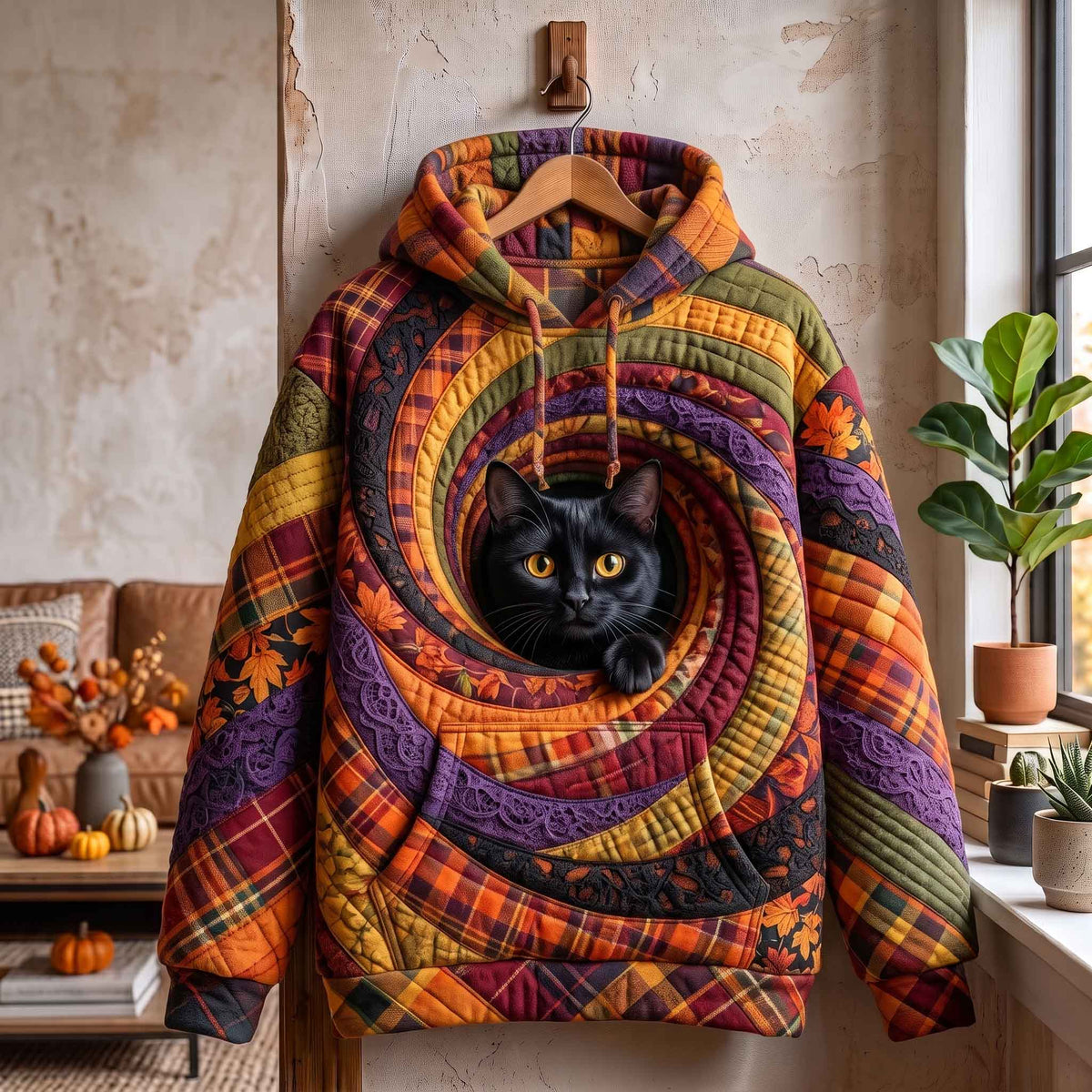 Sweat à capuche unisexe – Chat d’automne
