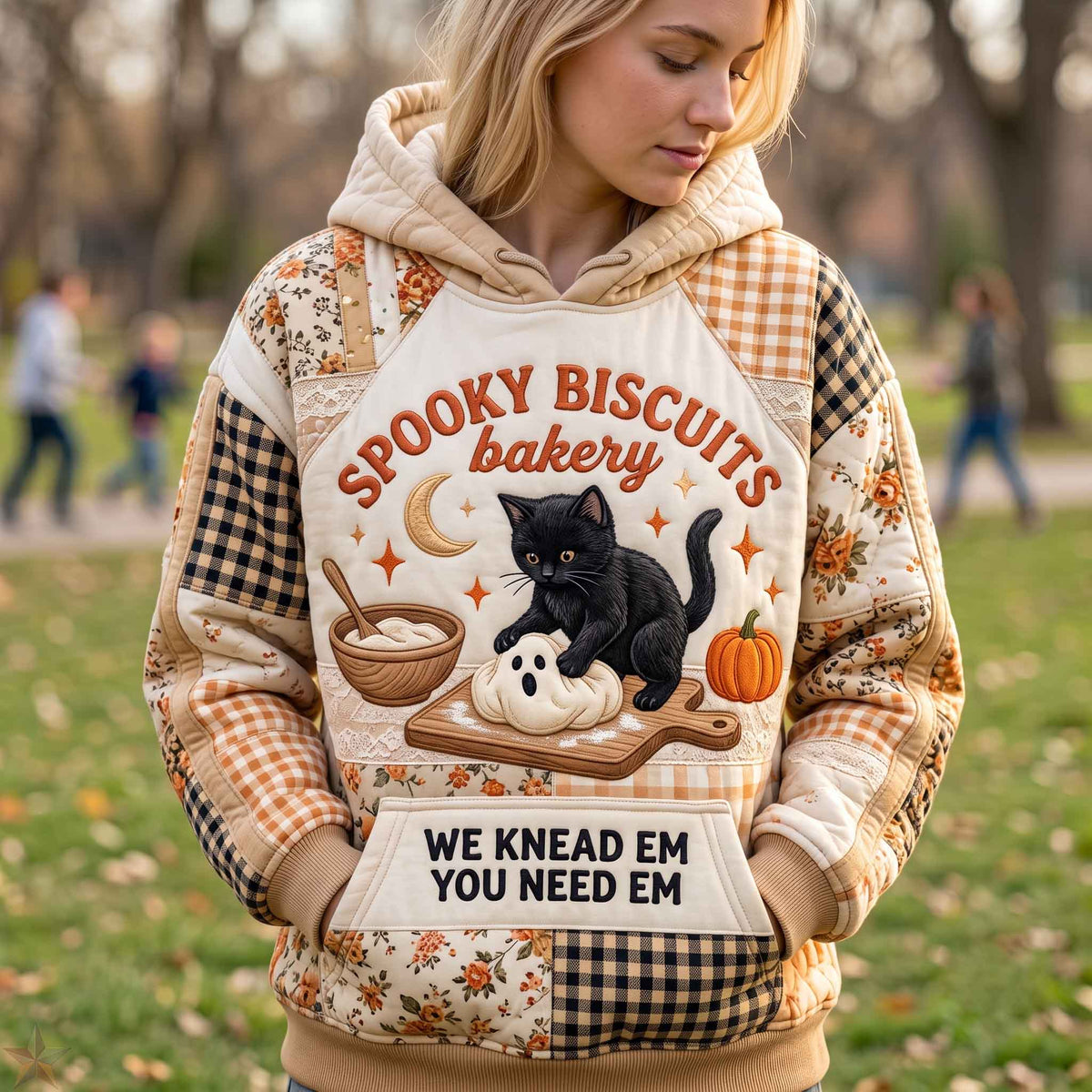 Sweat à capuche unisexe – Chat à minuit en automne