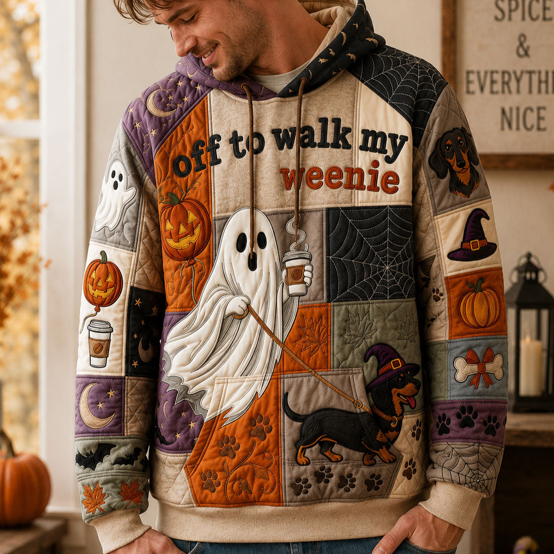 Sweat à capuche unisexe – Teckel fantôme
