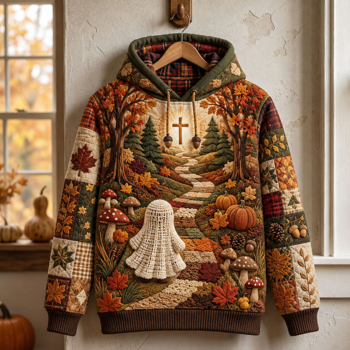 Sweat à capuche unisexe – Croix d’automne