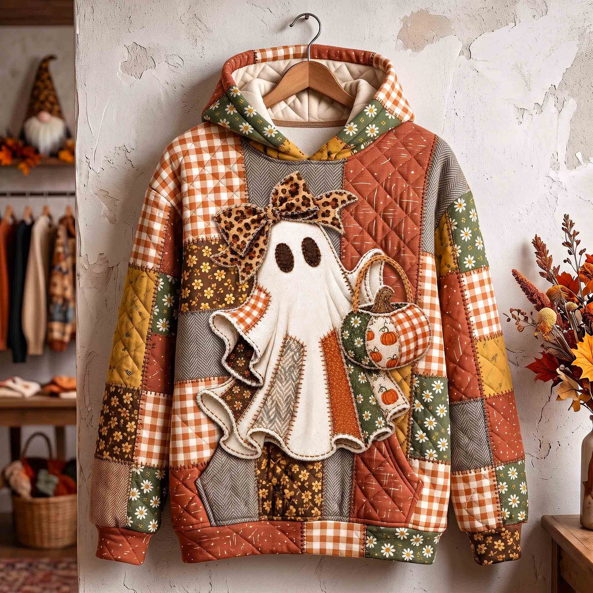 Sweat à capuche unisexe – Fantômes citrouilles douillets