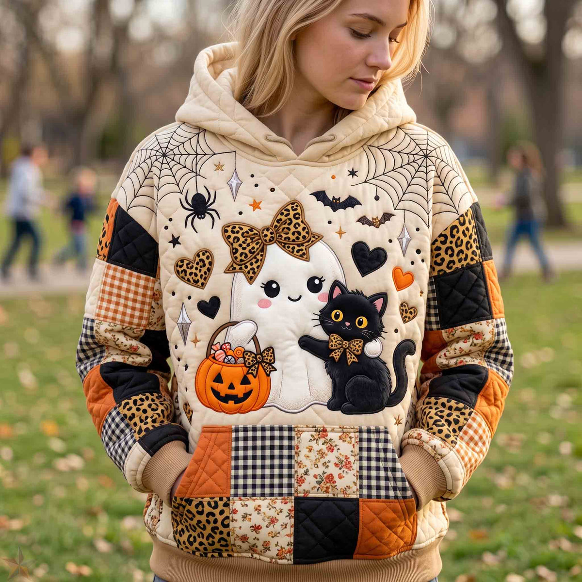 Sweat à capuche unisexe – Fantôme citrouille douillet – Motif 4