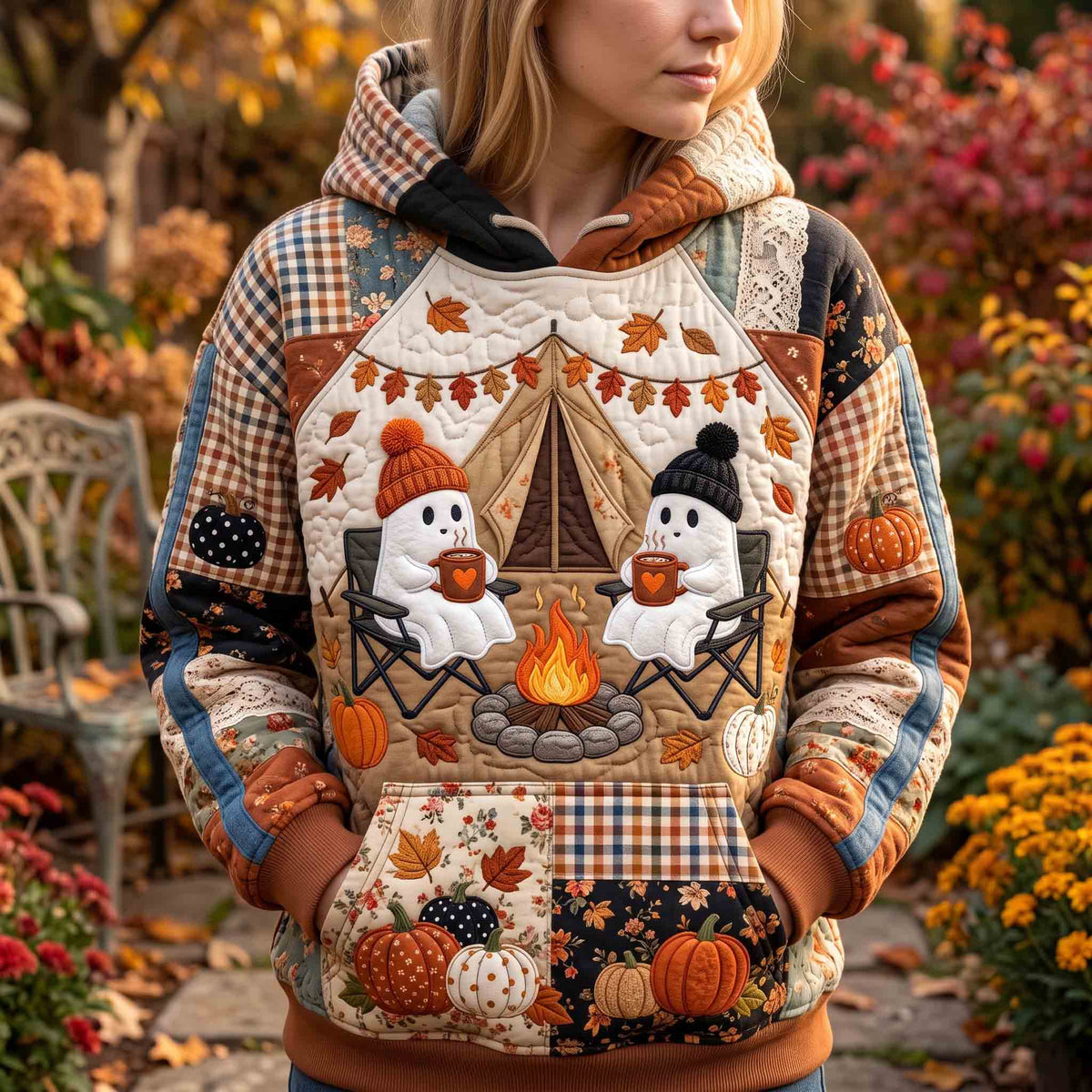 Sweat à capuche unisexe – Fantôme citrouille douillet – Motif 2