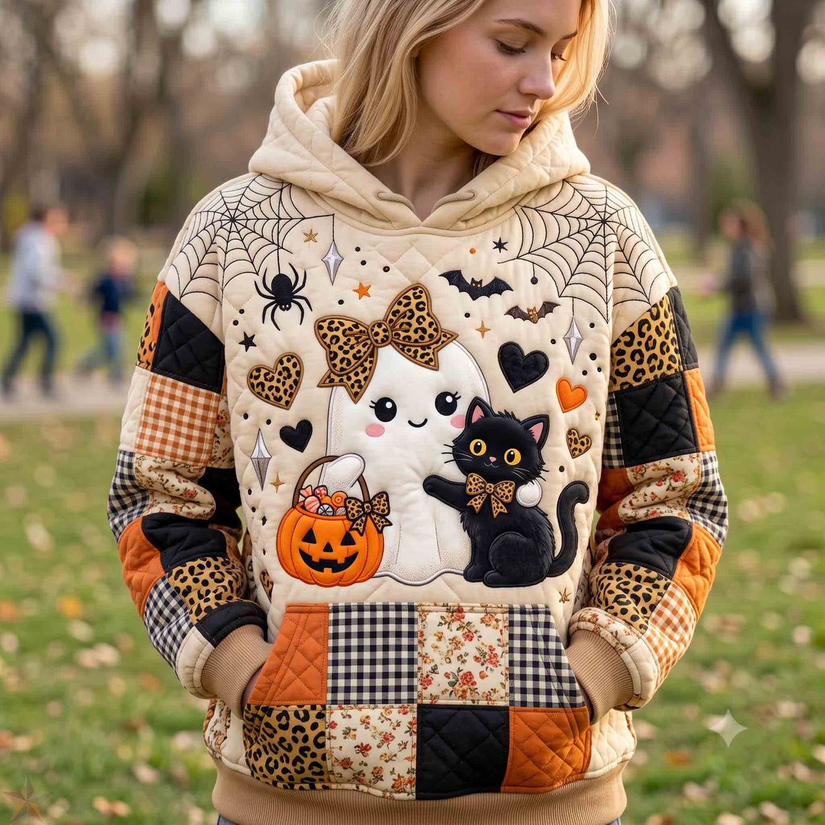 Sweat à capuche unisexe – Fantôme citrouille douillet