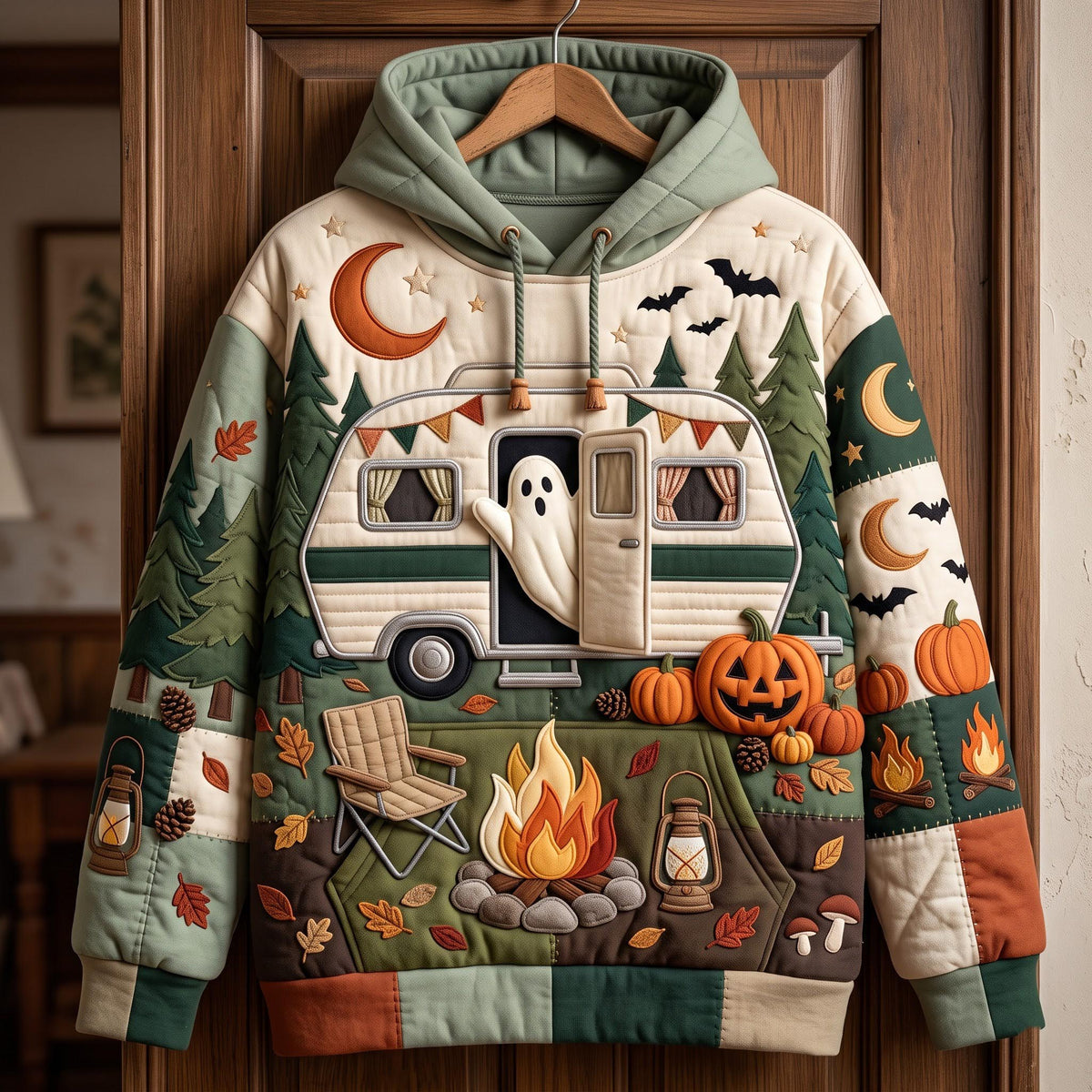 Sweat à capuche unisexe – Camping d’automne