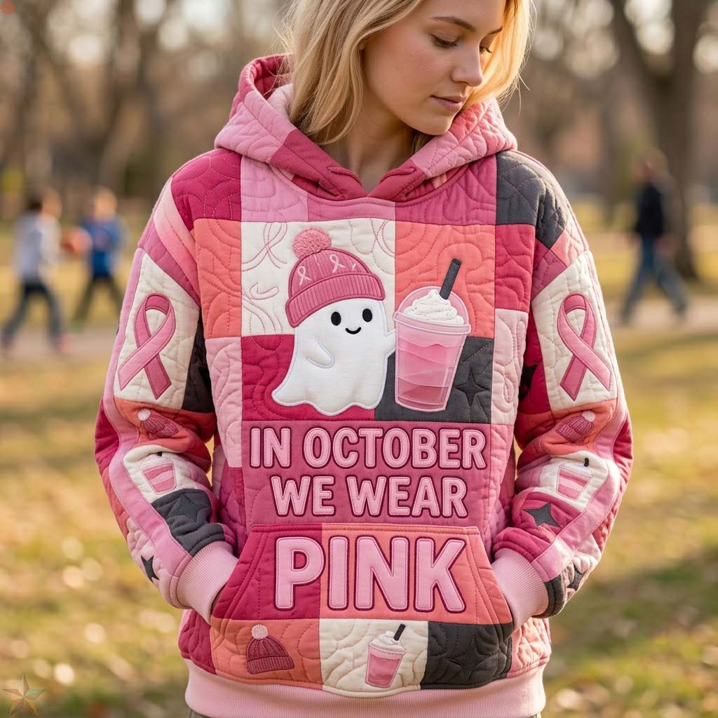 Sweat à capuche unisexe – Fantôme au ruban rose d’octobre