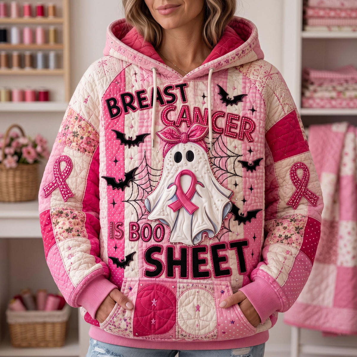 Sweat à capuche unisexe – Ruban rose