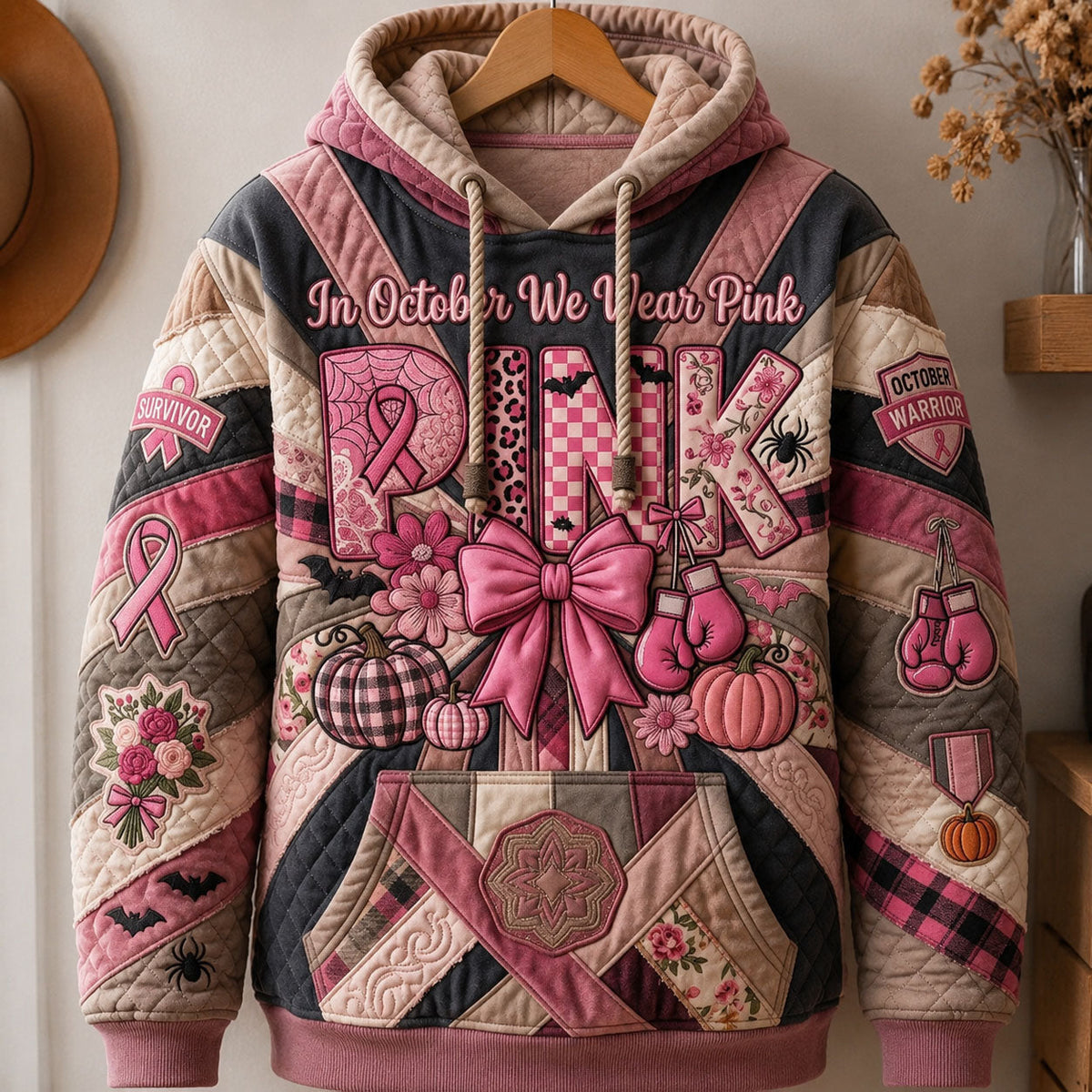 Sweat à capuche unisexe – Magie d’octobre rose – Motif 4