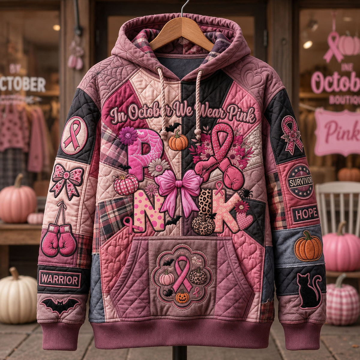 Sweat à capuche unisexe – Magie d’octobre rose – Motif 2