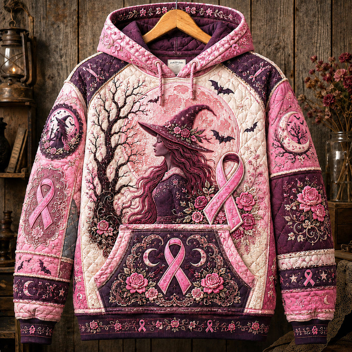 Sweat à capuche unisexe – Sorcière au ruban rose