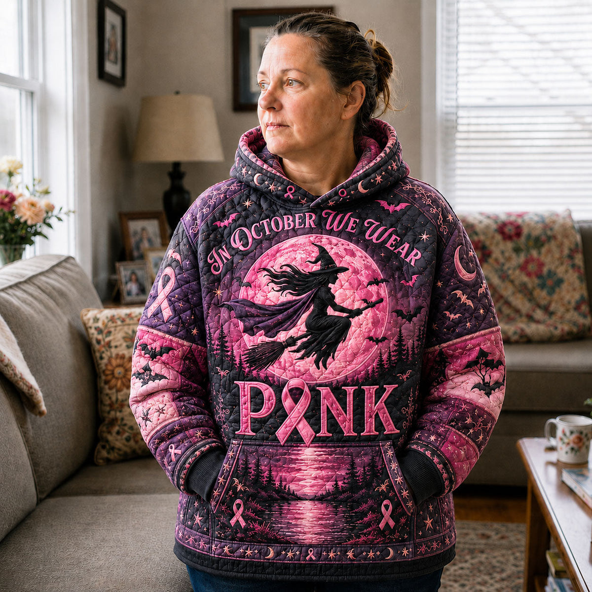 Sweat à capuche unisexe – Octobre rose – Motif 2