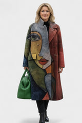 Katrine – veste ample, motif artistique avec portrait féminin