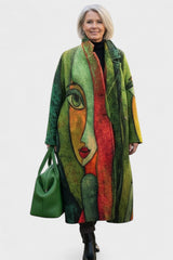 Katrine – veste ample, portrait féminin vert