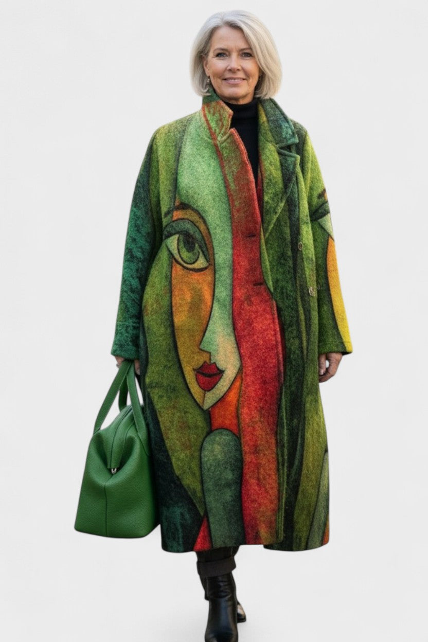 Katrine – veste ample, portrait féminin vert