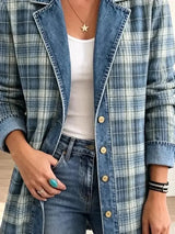 Leah – Veste en jean rétro à imprimé artistique