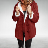 Claire – Manteau femme à capuche doublé polaire – Bordeaux