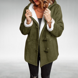 Claire – Manteau femme à capuche doublé polaire – Vert