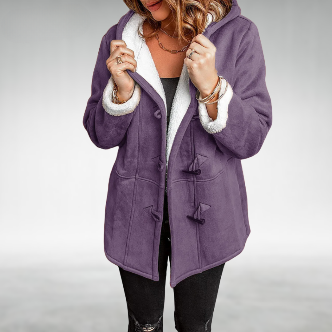 Claire – Manteau femme à capuche doublé polaire – Violet
