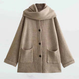 Gilet long femme en maille texturée à col drapé – Taupe