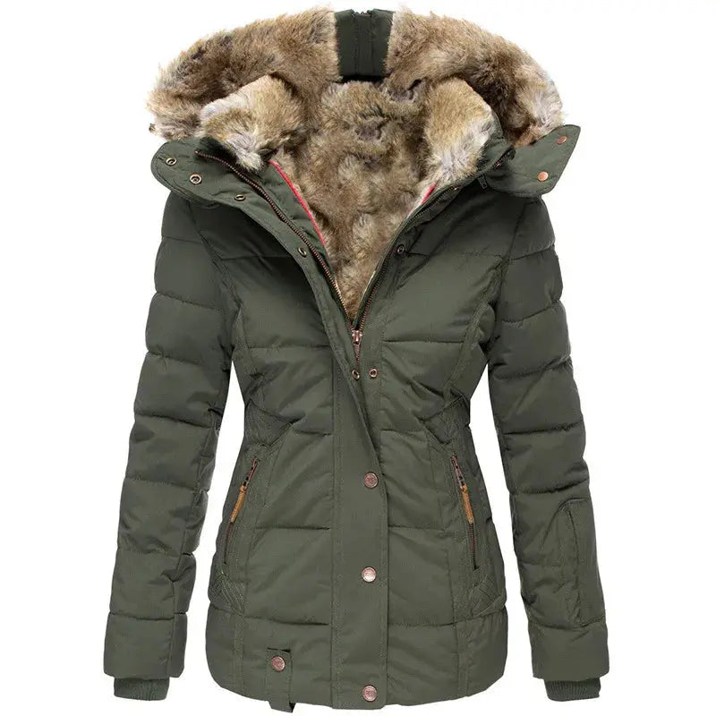 Jayda – Veste d’hiver matelassée femme à capuche – Vert
