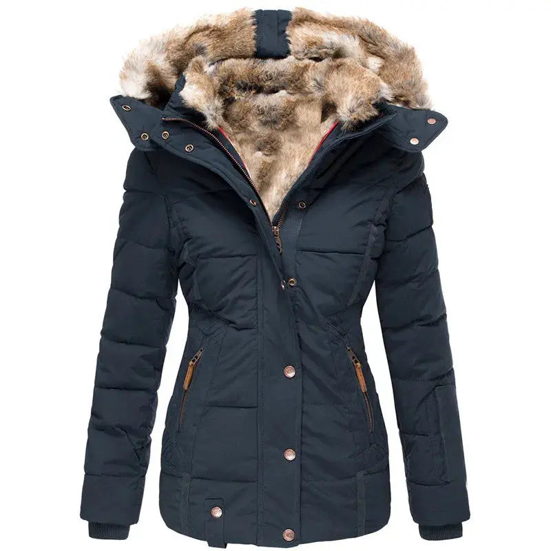 Jayda – Veste d’hiver matelassée femme à capuche – Bleu