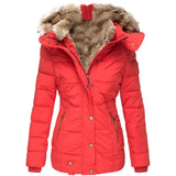 Jayda – Veste d’hiver matelassée femme à capuche – Rouge