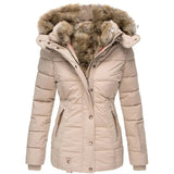 Jayda – Veste d’hiver matelassée femme à capuche – Beige