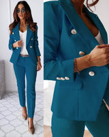 Juliette – Ensemble blazer et pantalon femme – Bleu pétrole