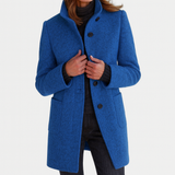 Veste femme en laine mélangée – Col montant, élégante et chaude