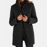 Veste femme en laine mélangée – Col montant, élégante et chaude