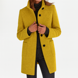 Veste femme en laine mélangée – Col montant, élégante et chaude
