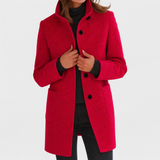 Veste femme en laine mélangée – Col montant, élégante et chaude