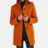 Veste femme en laine mélangée – Col montant, élégante et chaude