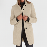 Veste femme en laine mélangée – Col montant, élégante et chaude