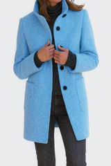 Veste femme en laine mélangée – Col montant, élégante et chaude