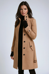Manteau long femme à col montant – Élégant et moderne