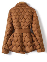 Mia – Doudoune courte ceinturée femme – Marron – Vue de dos