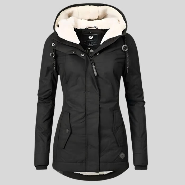 Odile – Manteau d’hiver femme à capuche – Noir