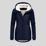 Odile – Manteau d’hiver femme à capuche – Bleu marine