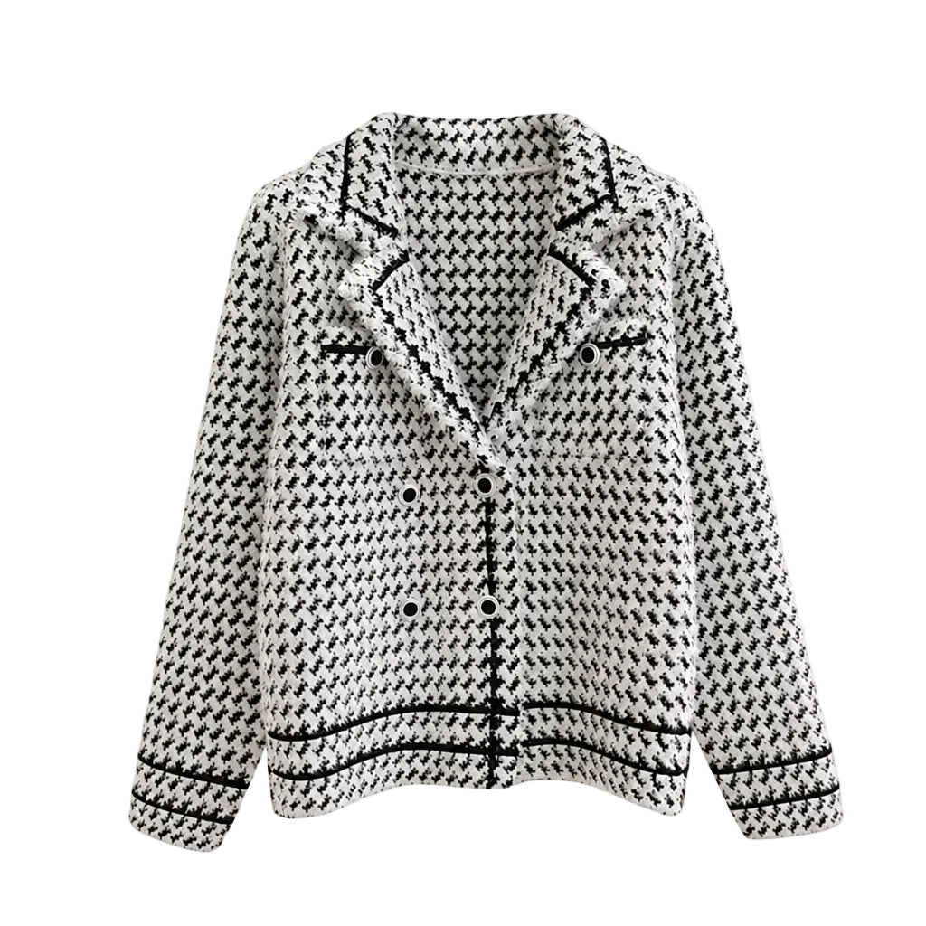 Veste cintrée femme pied-de-poule – Blanc et noir