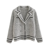 Veste cintrée femme pied-de-poule – Blanc et noir