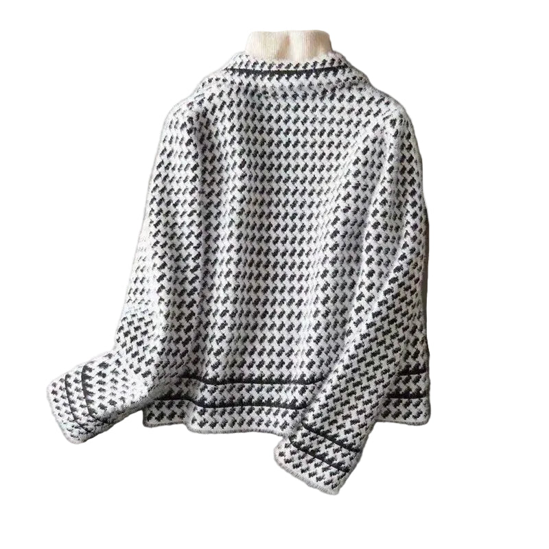 Veste cintrée femme pied-de-poule – Blanc et noir – vue de dos