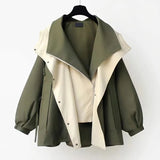 Veste coupe-vent réversible femme à col montant – Kaki