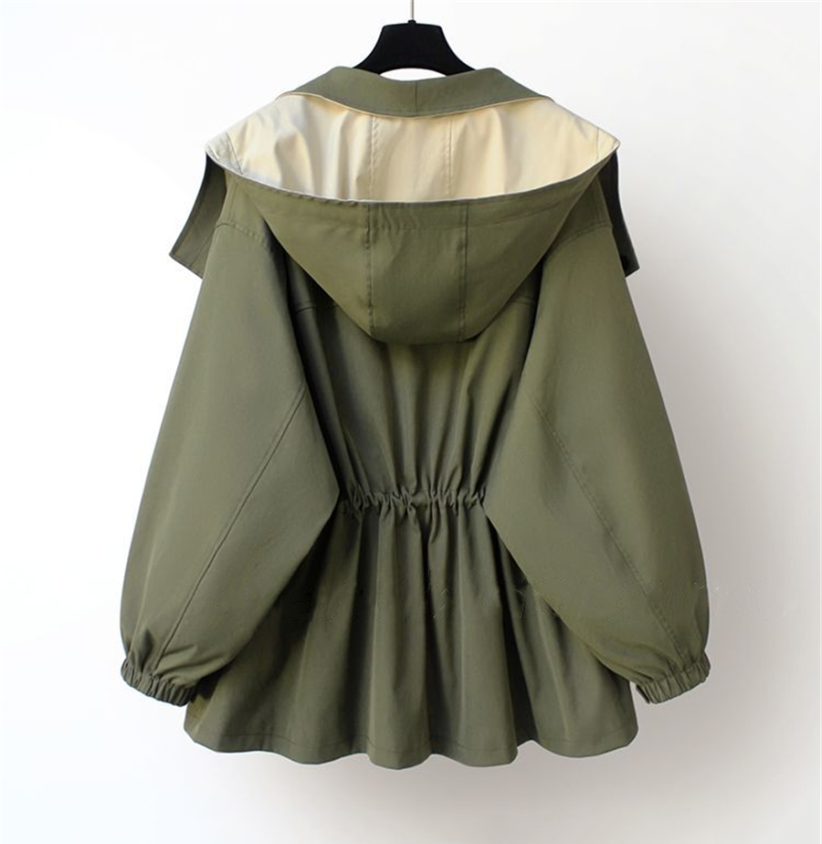 Veste coupe-vent réversible femme à col montant – Kaki – vue de dos